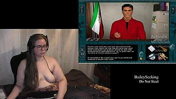 Fat girl with natural tits indulges in solo playtime