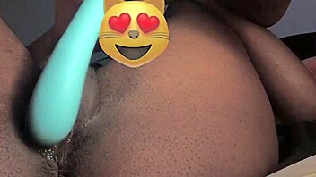 ebony teen 18+ drills tight creamy pussy with vibrator in solo play