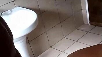 Cousin bends her over in the bathroom for a squirting fuck with big black cock