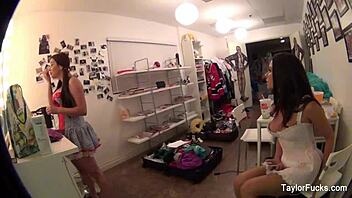 Taylor Vixen lesbian bts with big tits, ass, and pussy.