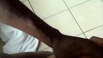 Cousin bends her over in the bathroom for a squirting fuck with big black cock