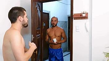 Sugary exchange turns into a steamy bareback encounter with a well-endowed neighbor