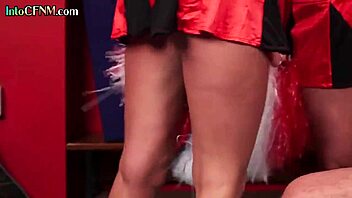 cheerleaders in cfnm suck cocks in the locker room group scene