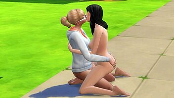 Lesbians Engage In Nasty Masturbation And Kissing On Street