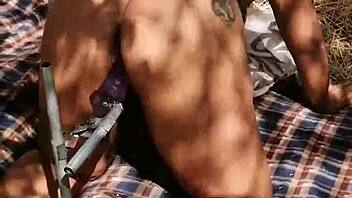 Devska Slams Huge Dildo Deep In Outdoor Close-Up Action!