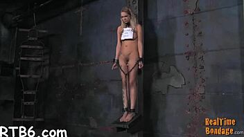 Rough bondage slut bent over for cock sucking and doggystyle whipping