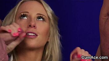 Sex kitten receives facial cumshot and swallows jizz.