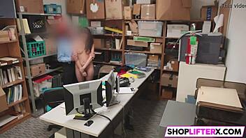 The burglar faces pussy punishment for her theft in the office