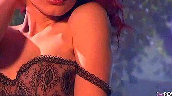 Dancing Naked in Garden Draws Redhead for Pussy Eating