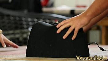 spunked lady enjoys unique shower moments