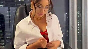 Lady boss monika fox masturbates at office in evening