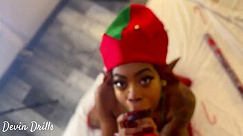 Devindrills Petite Ebony Slut Deepthroats Monster Black Cock