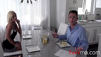 stepmom sneaks blowjob in front of husband