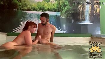 Amateur with big tits enjoys cowgirl ride in jacuzzi