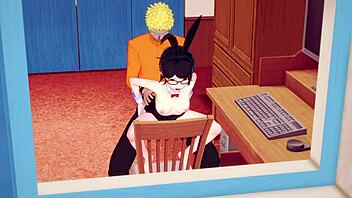 Naruto Shippuden Sarada Pleasures The 7th Hokage In Baruto's Room While He Is On A Mission