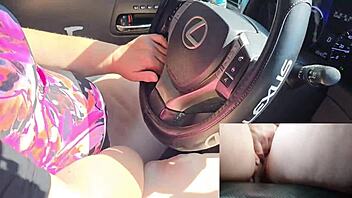 Public flashing and car sex with a curvy middle-aged milf