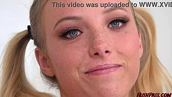 18 year old dixie with pigtails rides cock in porn debut