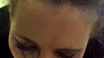 She's giving a sloppy blowjob with deepthroat and choking.