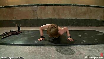 Slave on electricity rides face to gimp