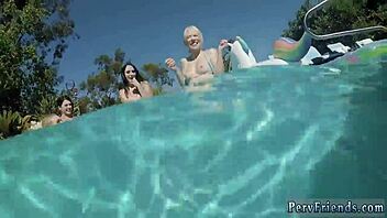 Young Blonde Teen 18+ Plays Truth or Dare at Pool Party