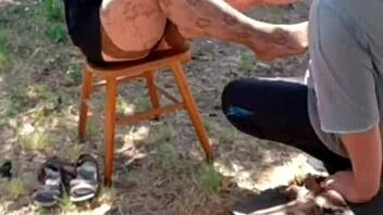 wife gets ass licked outdoors in femdom muff diving