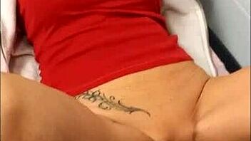 Newly pierced blonde MILF shows off her shaved pussy and big boobs