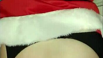 Blonde wife's orgasmic experience with Santa