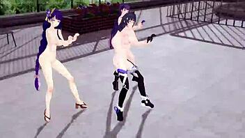 i touch m-ei in genshin impact, groping her body