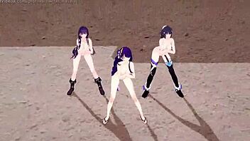3D cartoon babe gets naughty with Mei in Genshin Impact