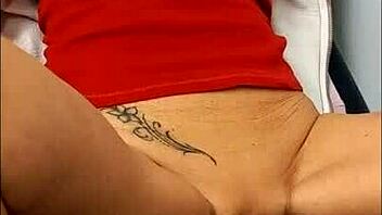 Newly pierced blonde MILF shows off her shaved pussy and big boobs