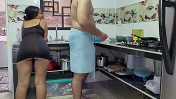 latina friend’s stepsister tempts me in kitchen while cooking lunch