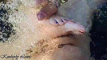 can't hold back with my wet step sisters, outdoor bathtub threesome with epic footjob and cum on feet