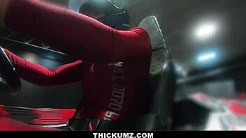 Thickum Brooklyn Gray gags on cock after go-kart race?