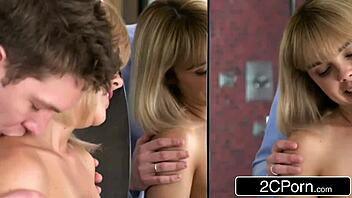 Dillion Harper enjoys passionate sex with her husband, showcasing big natural tits