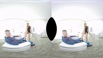 I experience VR office sex with Lena Nitro, sucking hard.