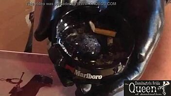 queen dominatrix frida, uh, frickin’ rules with bdsm fetish boots and latex while servant cleans up her mess... dang!