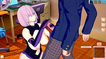 mash kyrielight gets her big tits rubbed in fgo