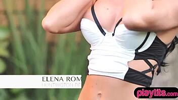 Beautiful brunette babe elena romanova's striptease session