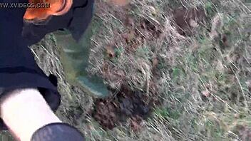 Broke in Mask Flashing Ass Outdoors in Public Fetish Boots!