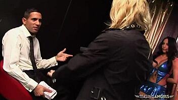 Kinky Brunette Girls Bent Over For Group Blowjob