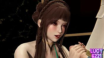 date girl gets intimate in bathroom with big tits and oral action