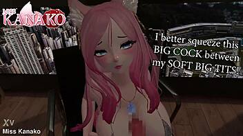 Teasing with giant cat girl tits! Vtuber titty fuck!
