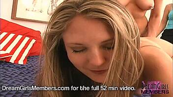 Two blondes fuck hard with huge dildos