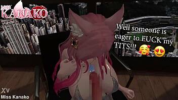 Teasing with giant cat girl tits! Vtuber titty fuck!