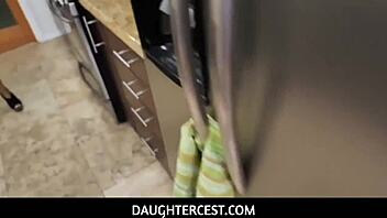 Ebony Snow enjoys kitchen sex and handjobs