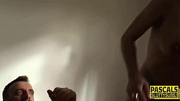 Tattooed submissive MILF gets choked and gagged