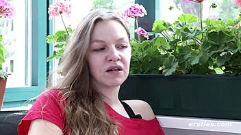 Look at Matilda teasing her shaved pussy with a vibrator!