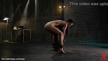 Thin Slave Endures Rough Torment on Bondage Device with Vibrator and Fingering