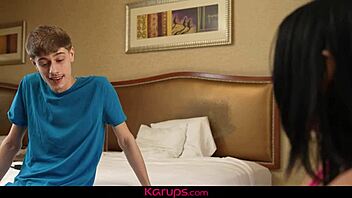 Mixed teen Kiana Kumani bangs her step brother hard