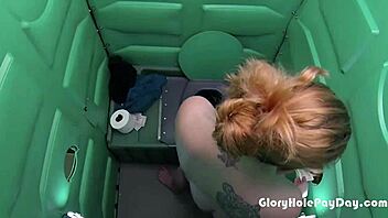 milf loves cum at public porta potty gloryhole 😏
